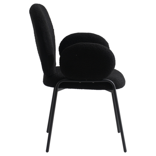 Celestial Series Boucle Dining Arm Chair, Black Frame with Black Fabric