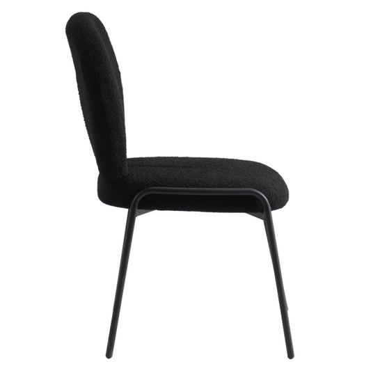 Boucle Dining Side Chair with Black Powder Coated Iron Frame