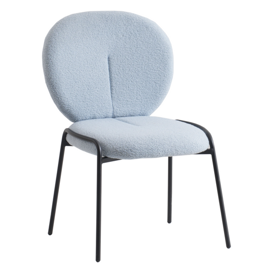 Boucle Dining Side Chair with Black Powder Coated Iron Frame