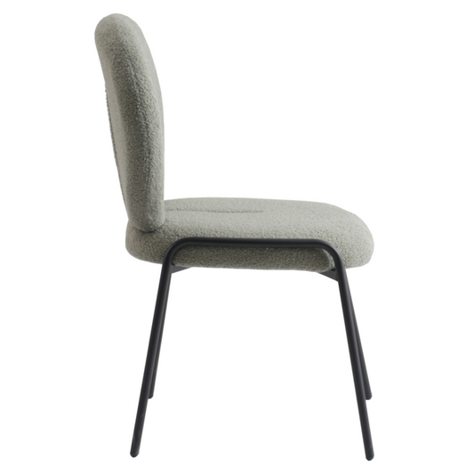 Boucle Dining Side Chair with Black Powder Coated Iron Frame