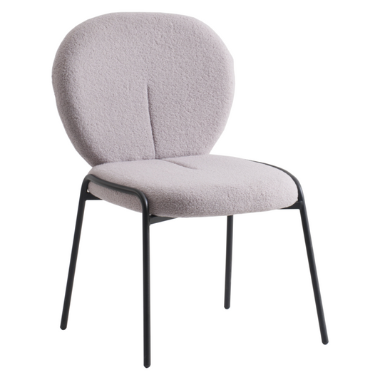 Boucle Dining Side Chair with Black Powder Coated Iron Frame