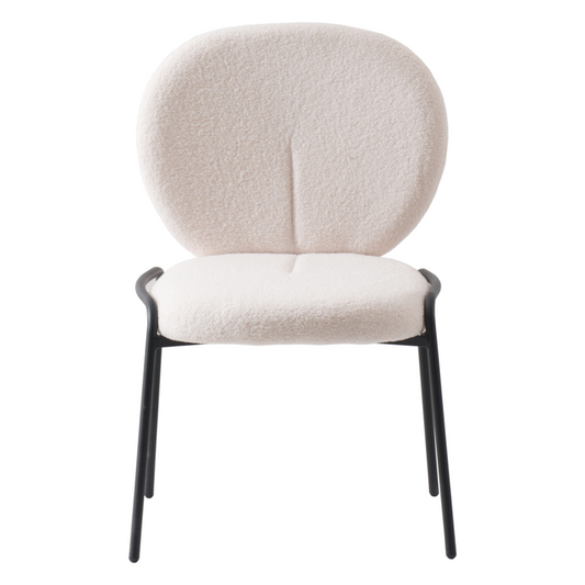 Boucle Dining Side Chair with Black Powder Coated Iron Frame