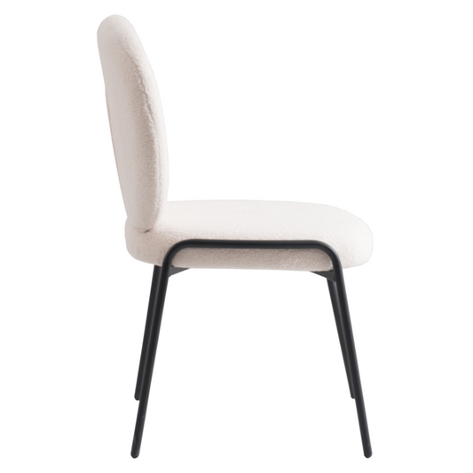 Boucle Dining Side Chair with Black Powder Coated Iron Frame