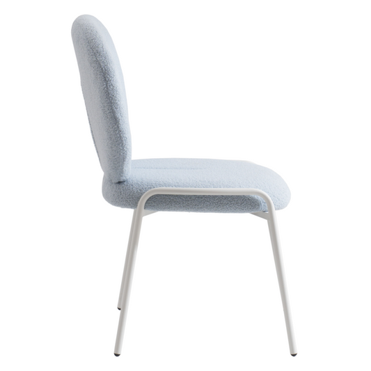 Celestial Series Boucle Dining Chair, White Frame with Blue Fabric