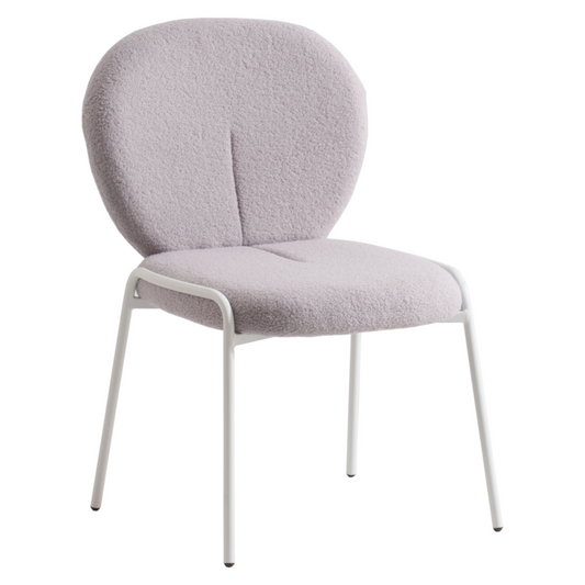 Celestial Series Boucle Dining Chair, White Frame with Grey Fabric