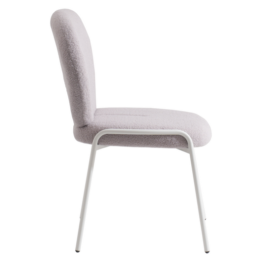 Celestial Series Boucle Dining Chair, White Frame with Grey Fabric