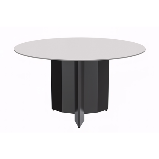 Round Dining Table Black Base with 60 Round Solid White Sintered Stone Top