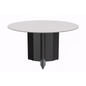 Round Dining Table Black Base with 60 Round Solid White Sintered Stone Top