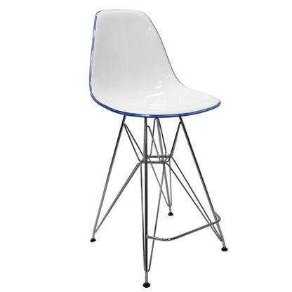 Cresco Modern Acrylic Barstool with Chrome Base and Footrest