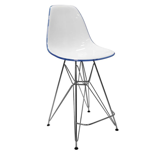 Cresco Modern Acrylic Barstool with Chrome Base and Footrest