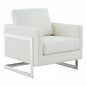 Lincoln Leather Accent Armchair With Silver Frame