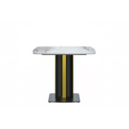 Modern Dining Table Black and Gold Base, With 55 Medium Grey Sintered Stone Top