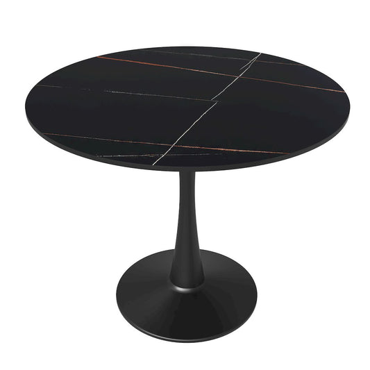 Bristol 31" round dining table Black base with Black Sintered stone Top