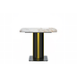 Modern Dining Table Black and Gold Base, With 55 White Grey Sintered Stone Top