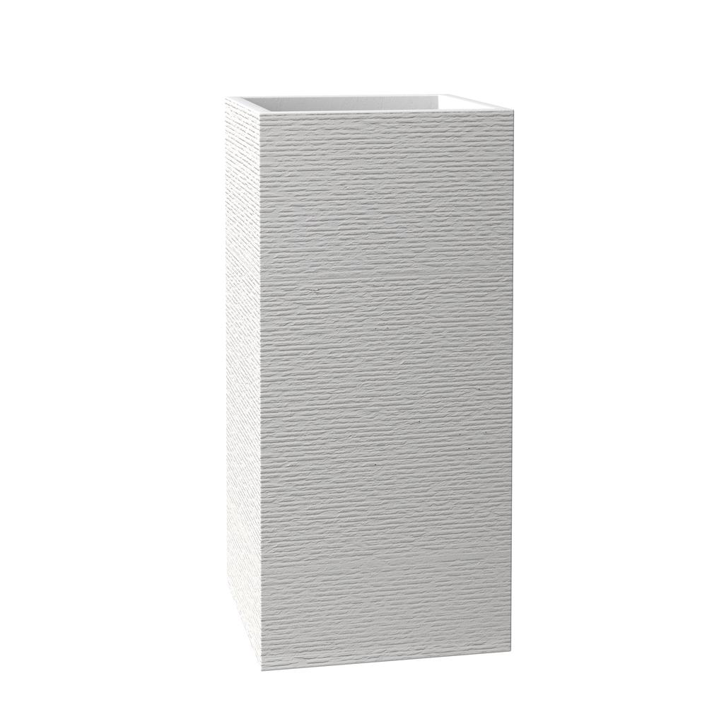 Basalt Series Poly Stone Planter 17" Square 31.5" High in White
