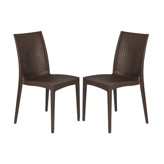Weave Mace Indoor/Outdoor Dining Chair (Armless), Set of 2