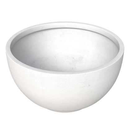 Grove Series Hemisphere Poly Clay Planter in White 12.4 Dia, 7.1 High