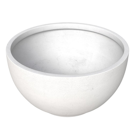 Grove Series Hemisphere Poly Clay Planter in White 12.4 Dia, 7.1 High
