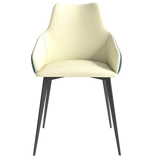 Sonnet Series Modern Dining Chair in Cream/Green - Set of 2