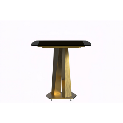 Voren Series Modern Dining Table Gold Base, With 55" Black Glass Top