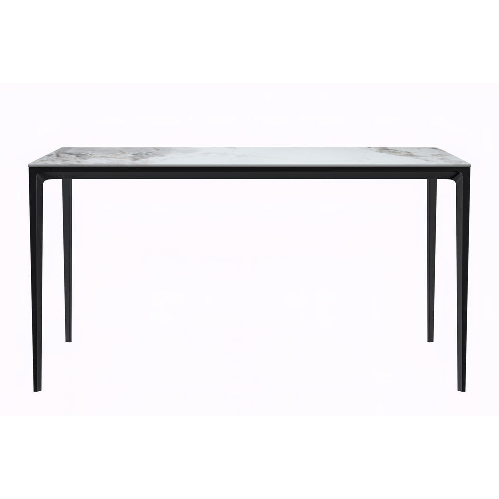 Modern Dining Table Black Base, With 55 Medium Grey Sintered Stone Top