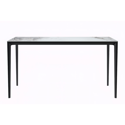 Modern Dining Table Black Base, With 55 Medium Grey Sintered Stone Top