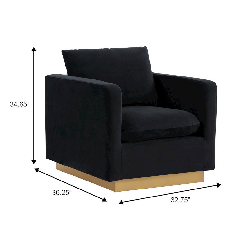 Nervo Velvet Accent Armchair With Gold Frame