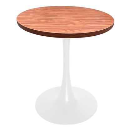 Bristol Dining table, White Base with 27" Round Cognac Brown MDF top