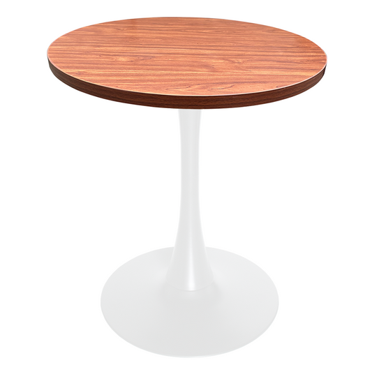 Bristol Dining table, White Base with 27" Round Cognac Brown MDF top
