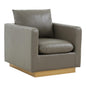 LeisureMod Nervo Leather Accent Armchair With Gold Frame, Grey