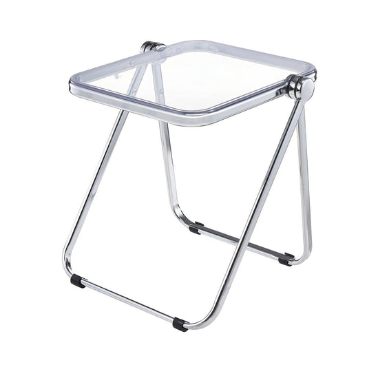 Rectangular Folding Side Table in Chrome Finish with Plastic Tabletop