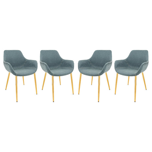 Markley Modern Leather Dining Arm Chair With Gold Metal Legs Set of 4