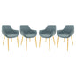 Markley Modern Leather Dining Arm Chair With Gold Metal Legs Set of 4