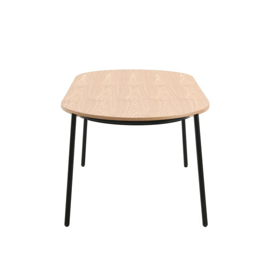 71" Oval Dining Table with MDF Top and Black Steel Legs