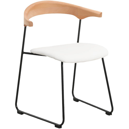 Lyra Collection Modern Chair in Natural Wood back and White Seat