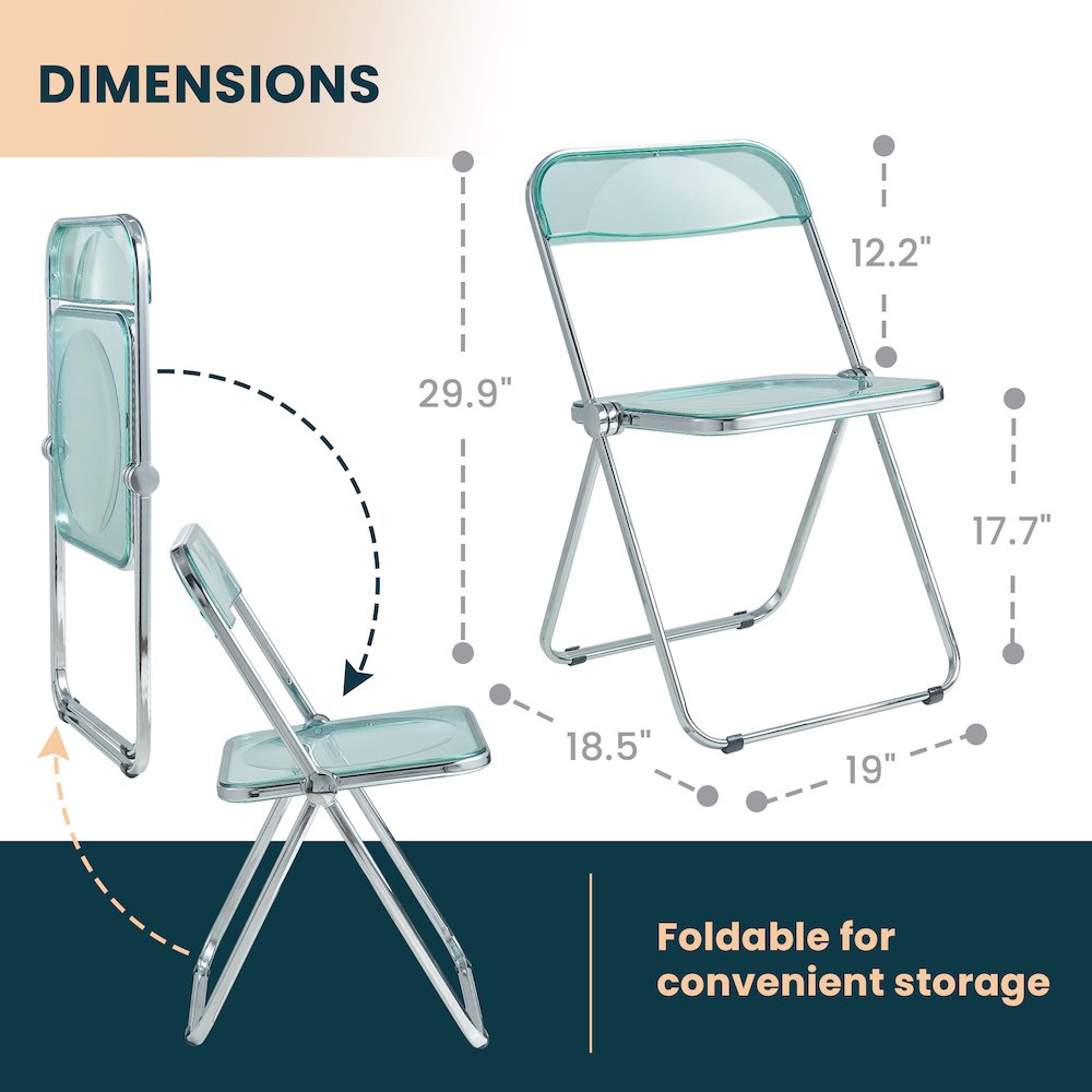 Lawrence Acrylic Folding Chair With Metal Frame, Set of 4