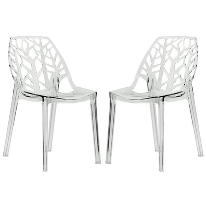 Cornelia Modern Spring Cut-Out Tree Design Stackable Dining Chair