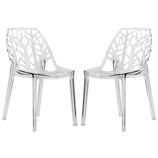 Cornelia Modern Spring Cut-Out Tree Design Stackable Dining Chair