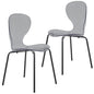 Modern Oyster Transparent Side Chair in Black Base set of 2