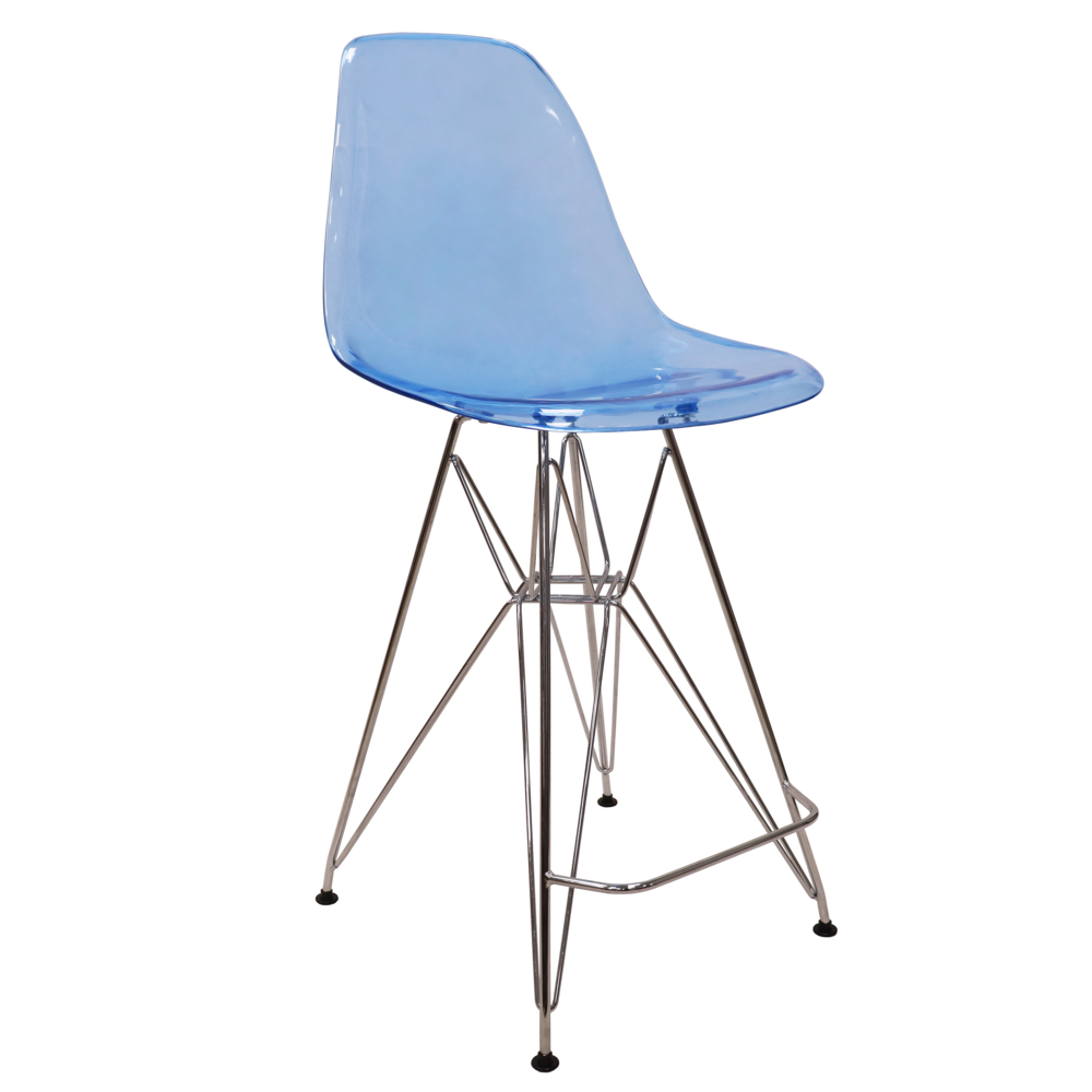 Cresco Modern Acrylic Barstool with Chrome Base and Footrest