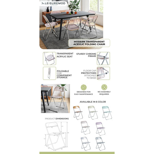 Lawrence Acrylic Folding Chair With Metal Frame