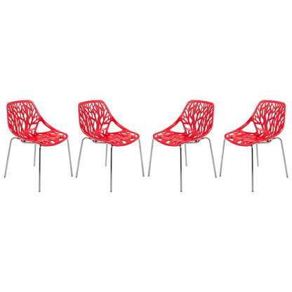 Modern Asbury Dining Chair w/ Chromed Legs, Set of 4