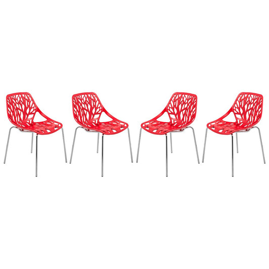Modern Asbury Dining Chair w/ Chromed Legs, Set of 4