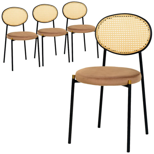 Euston - Dining Chair - Wicker Back -Brown - Set of 4