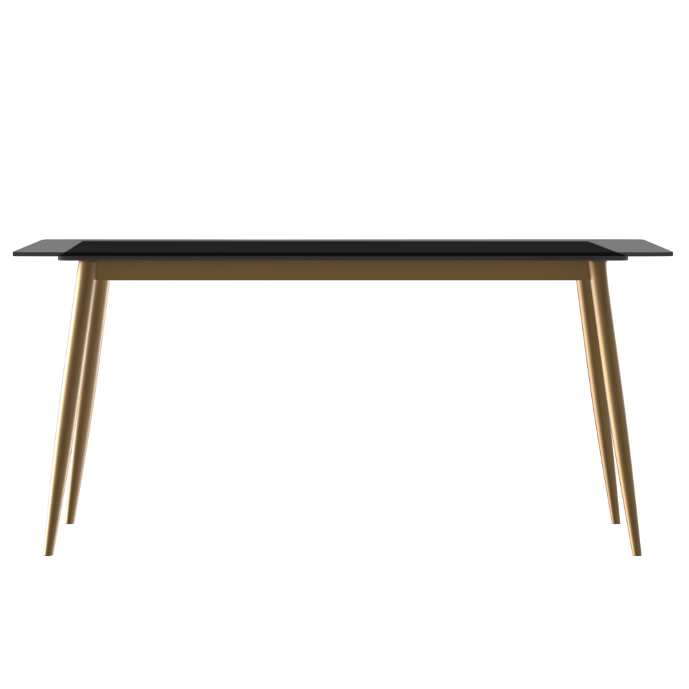 Zayle Series Modern Dining Table Brushed Gold Base, With 71 Clear Glass Top