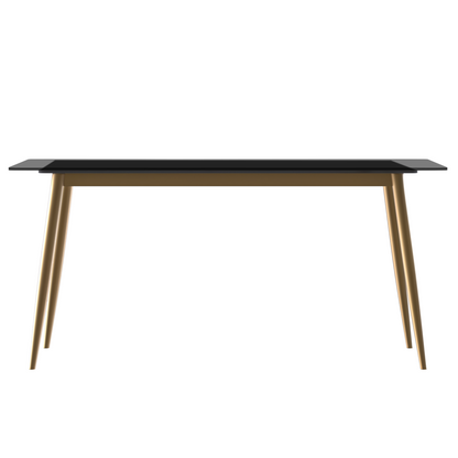 Zayle Series Modern Dining Table Brushed Gold Base, With 71 Clear Glass Top