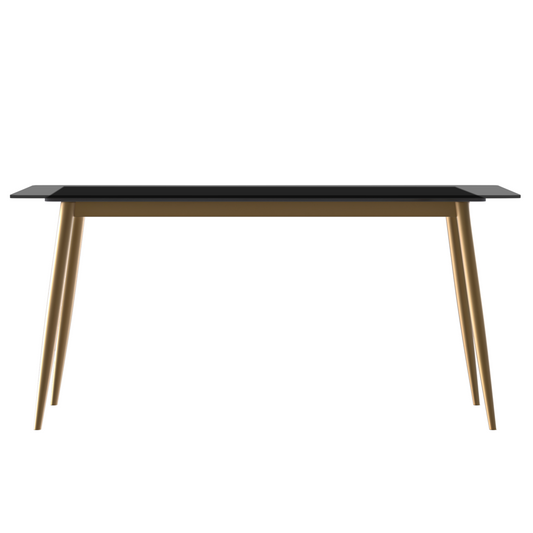 Zayle Series Modern Dining Table Brushed Gold Base, With 71 Clear Glass Top