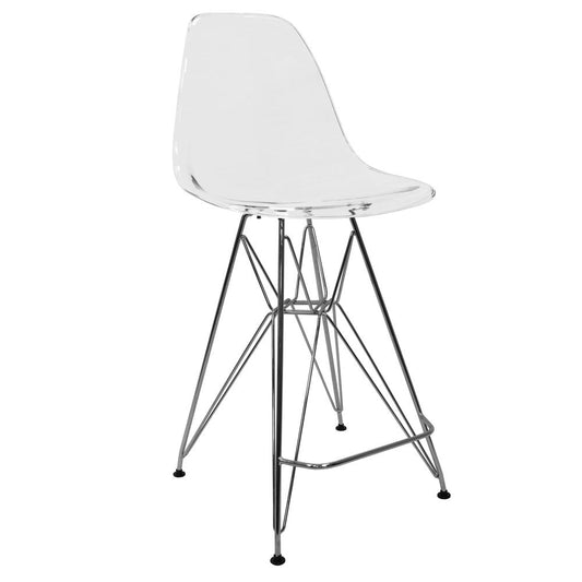 Cresco Modern Acrylic Barstool with Chrome Base and Footrest