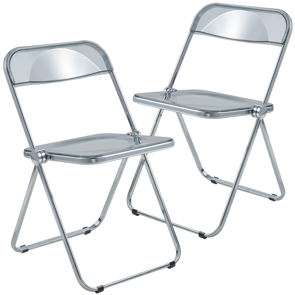 Lawrence Acrylic Folding Chair With Metal Frame, Set of 2