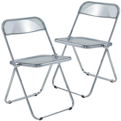 Lawrence Acrylic Folding Chair With Metal Frame, Set of 2